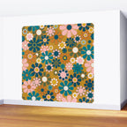 Pretty Groovy Retro Garden 60s 70s Aesthetic Floral Pattern Ochre Teal Olive Pink Wall Mural Gallery Image 2