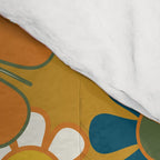 Pretty Groovy Retro Garden 60s 70s Aesthetic Floral Pattern Ochre Teal Olive Pink Comforter Gallery Image 4