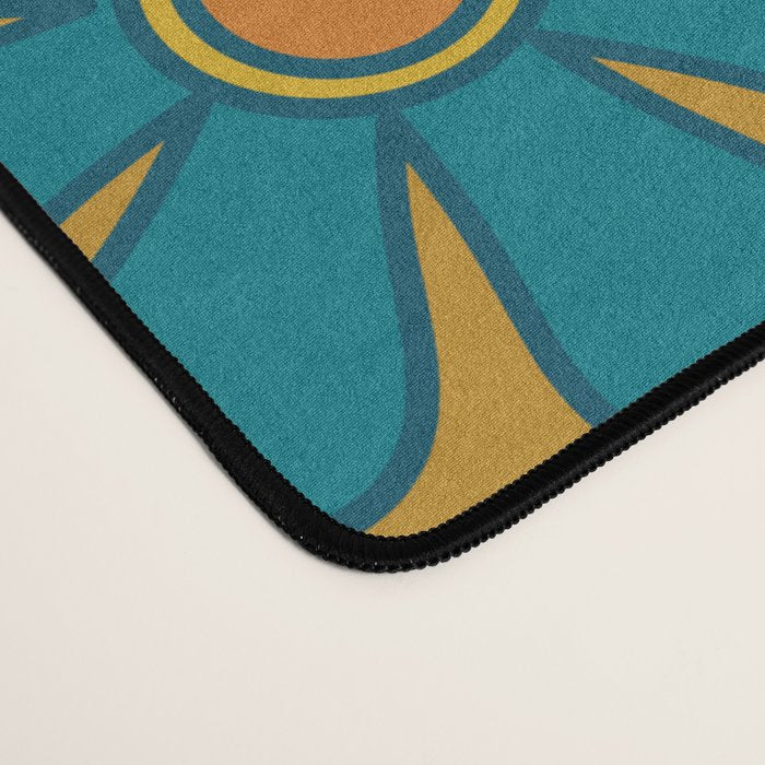 Pretty Groovy Retro Garden 60s 70s Aesthetic Floral Pattern Ochre Teal Olive Pink Desk Mat Gallery Image 4