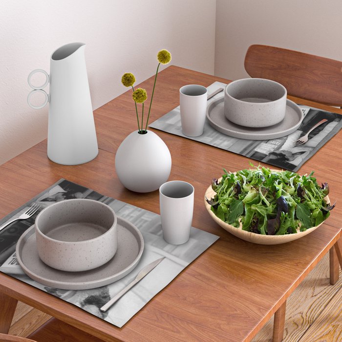 Vintage 'No Dog Biscuits Today' Humorous Little Girl, Dog, and Italian Market black and white photography / photograph Placemat Gallery Image 2