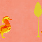 Bird and a Tree - Yellow and Salmon Coffee Mug Gallery Image 2