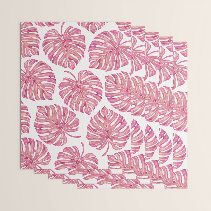 Watercolor Palm Leaves - Bright Pink Wrapping Paper Gallery Image 3