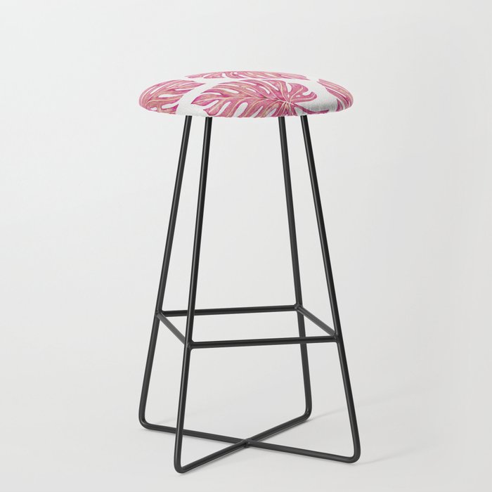 Watercolor Palm Leaves - Bright Pink Stool Gallery Image 1