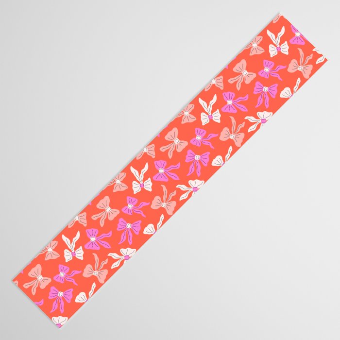 Playful Scattered Coquette Bows Vibrant Pink White Peach and Red Table Runner Gallery Image 3