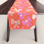 Playful Scattered Coquette Bows Vibrant Pink White Peach and Red Table Runner Gallery Image 1