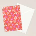 Playful Scattered Coquette Bows Vibrant Pink White Peach and Red Stationery Card Gallery Image 2