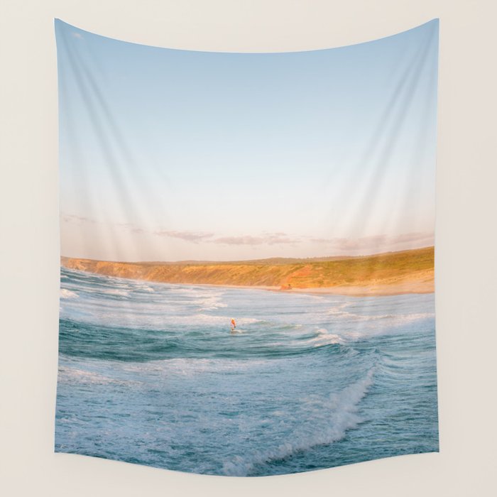 Wind surf in the Algarve | Portugal travel photography Wall Tapestry Gallery Image 1