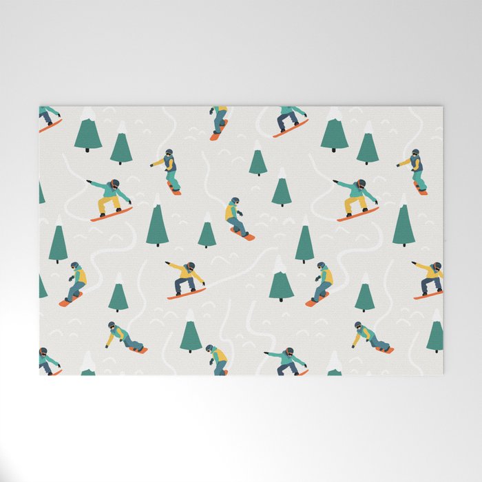 Snowboarding Illustration Pattern Welcome Mat Gallery Image 1