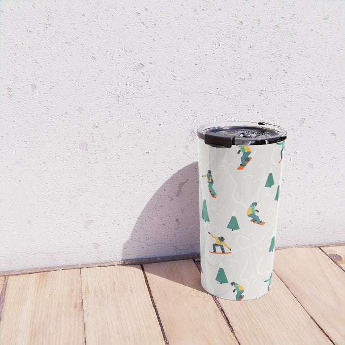 Snowboarding Illustration Pattern Travel Mug Gallery Image 4