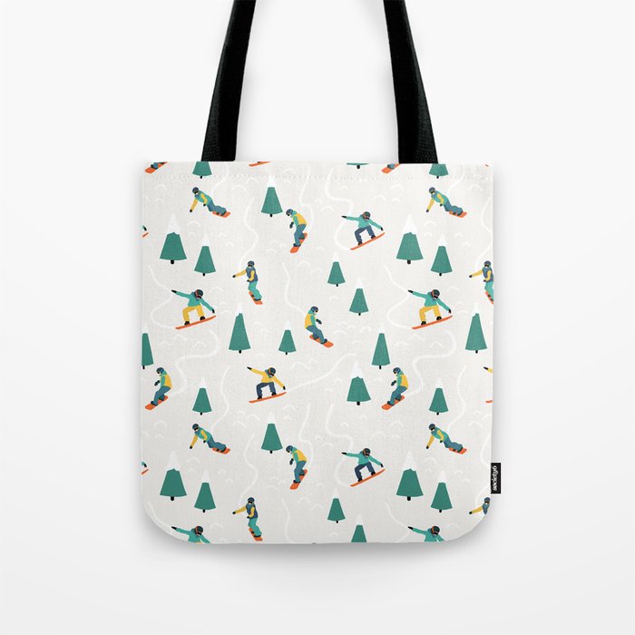 Snowboarding Illustration Pattern Tote Bag Gallery Image 1