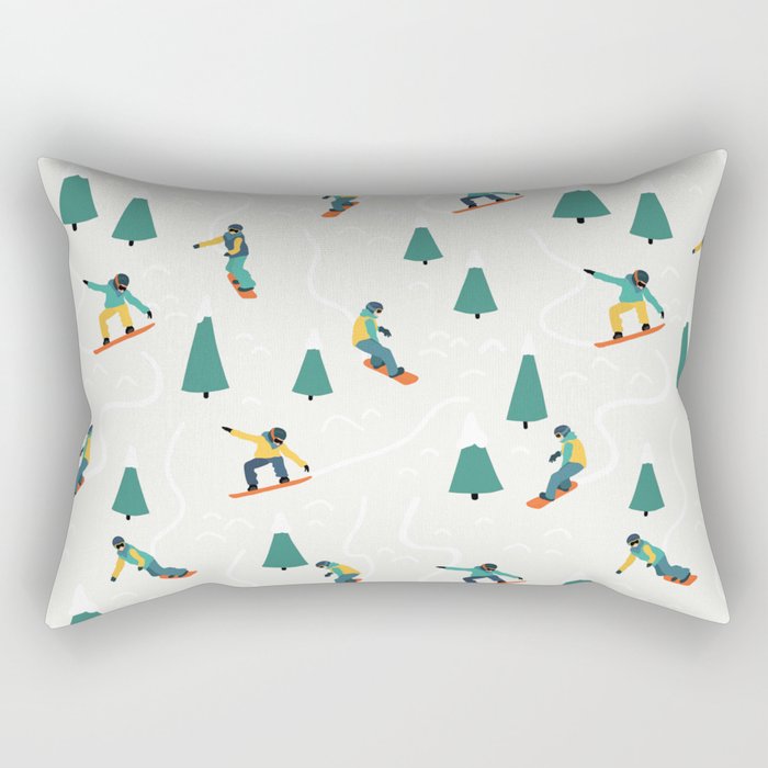 Snowboarding Illustration Pattern Rectangular Pillow Gallery Image 2