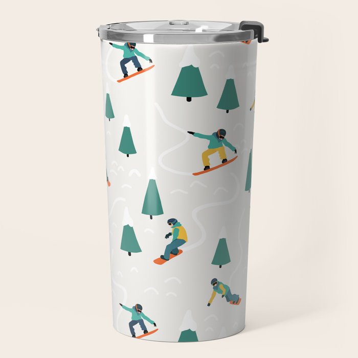 Snowboarding Illustration Pattern Travel Mug Gallery Image 2