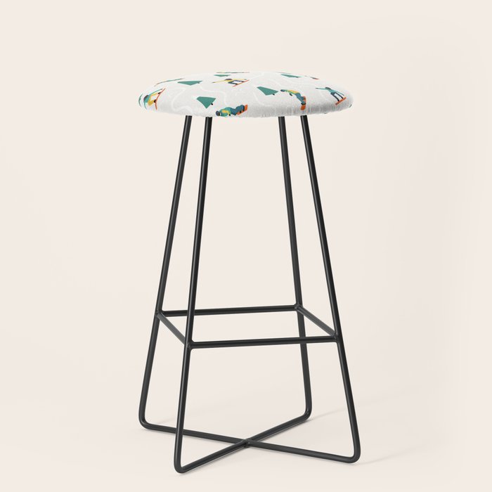 Snowboarding Illustration Pattern Stool Gallery Image 1