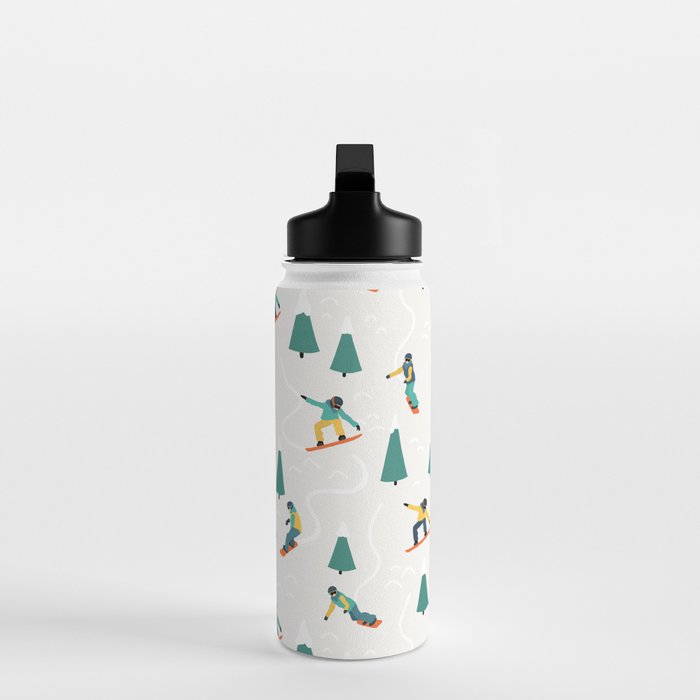 Snowboarding Illustration Pattern Water Bottle Gallery Image 3