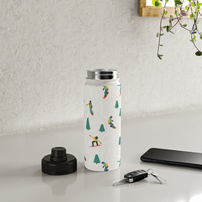 Snowboarding Illustration Pattern Water Bottle Gallery Image 4