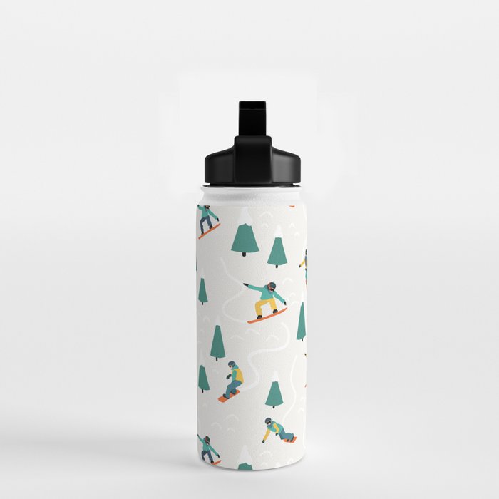 Snowboarding Illustration Pattern Water Bottle Gallery Image 2