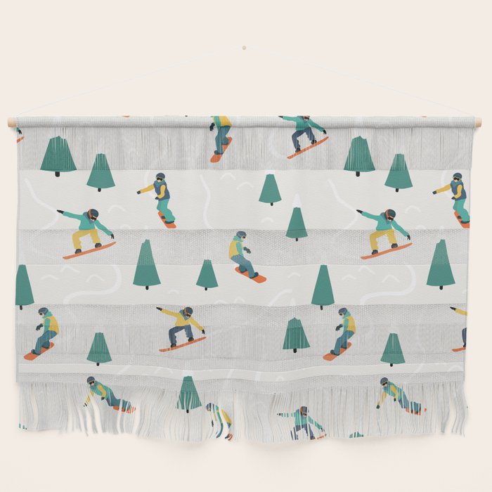 Snowboarding Illustration Pattern Wall Hanging Gallery Image 1