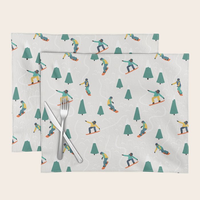 Snowboarding Illustration Pattern Placemat Gallery Image 1