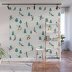Snowboarding Illustration Pattern Wall Mural Gallery Image 1