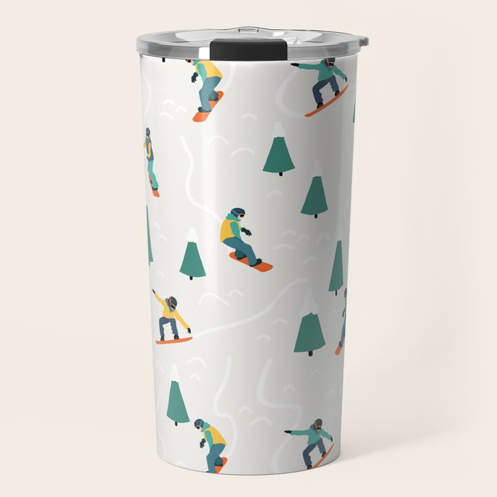 Snowboarding Illustration Pattern Travel Mug Gallery Image 1