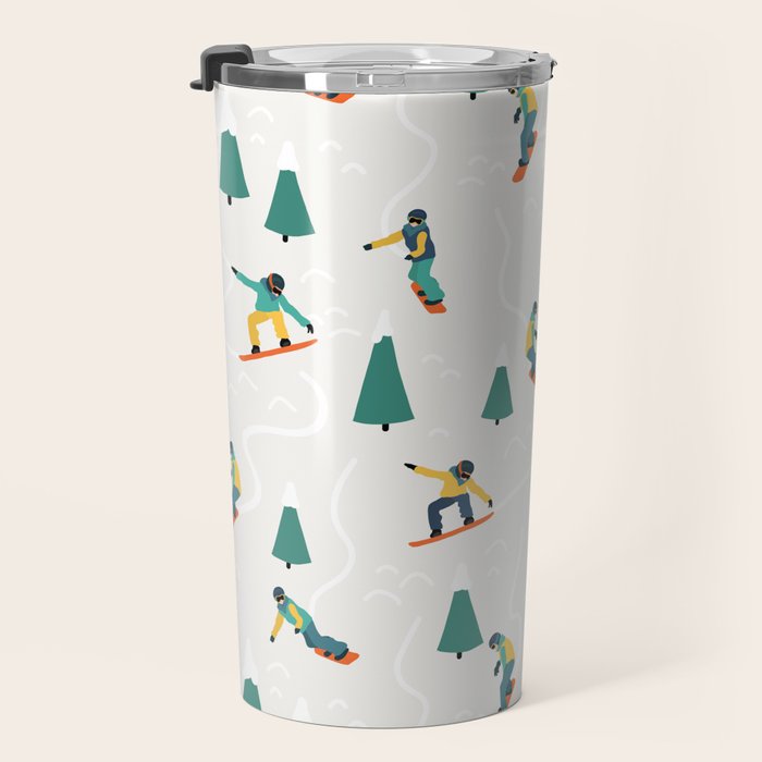Snowboarding Illustration Pattern Travel Mug Gallery Image 3