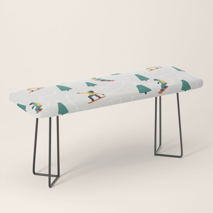 Snowboarding Illustration Pattern Bench Gallery Image 1