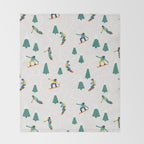 Snowboarding Illustration Pattern Throw Blanket Gallery Image 2