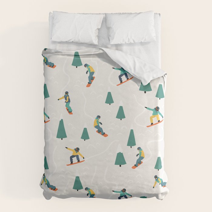 Snowboarding Illustration Pattern Duvet Cover Gallery Image 6