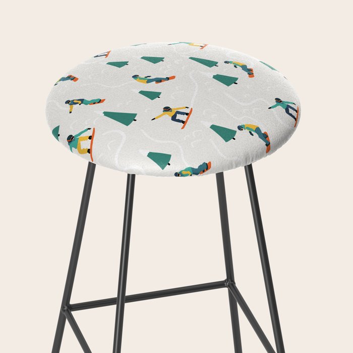 Snowboarding Illustration Pattern Stool Gallery Image 2