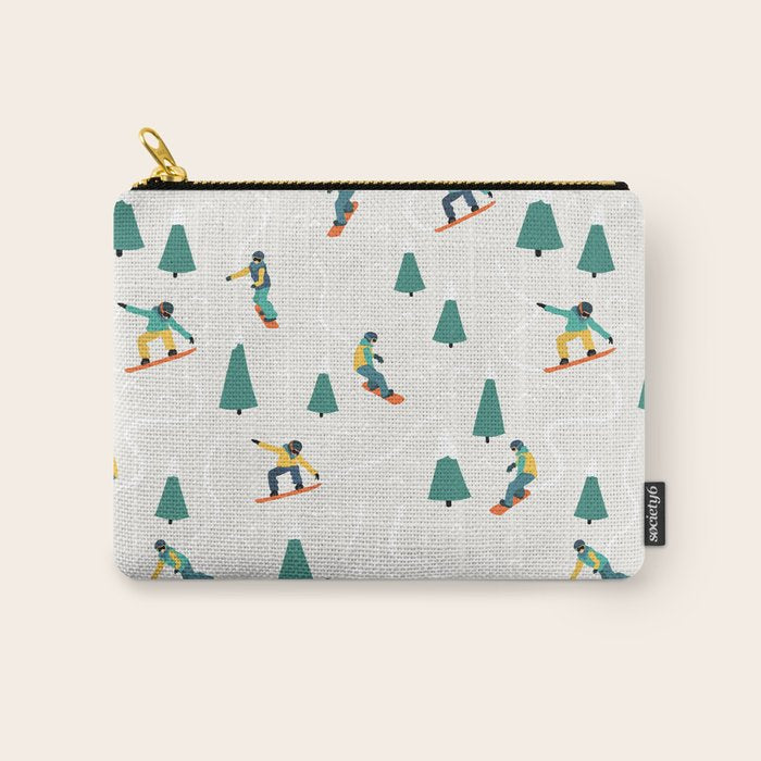 Snowboarding Illustration Pattern Carry All Pouch Gallery Image 1