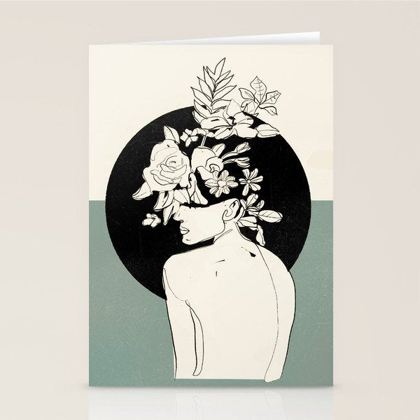 Bloom 8 Line Drawing Stationery Card Gallery Image 1