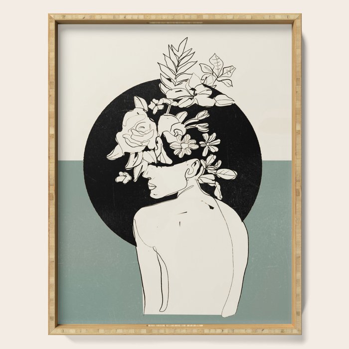 Bloom 8 Line Drawing Serving Tray Gallery Image 1
