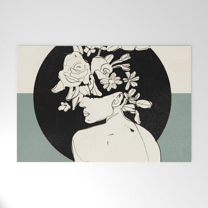 Bloom 8 Line Drawing Welcome Mat Gallery Image 1