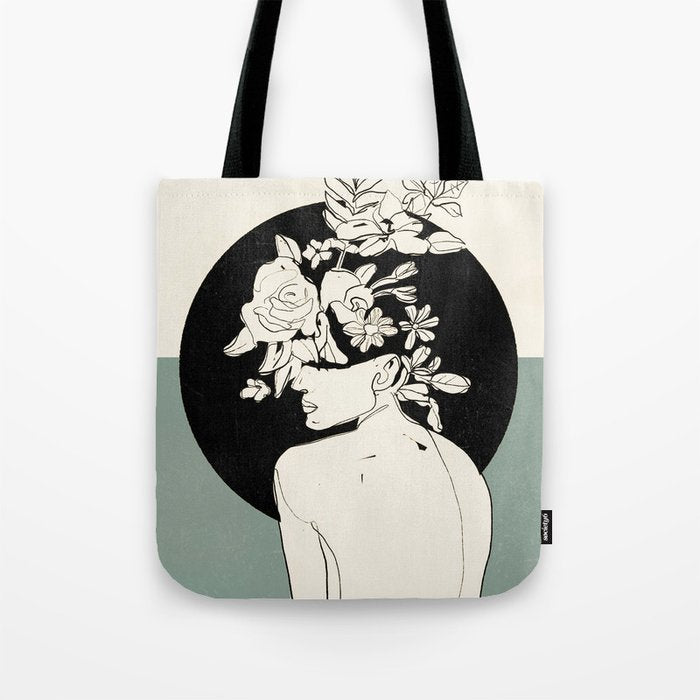 Bloom 8 Line Drawing Tote Bag Gallery Image 1