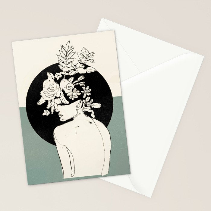 Bloom 8 Line Drawing Stationery Card Gallery Image 2