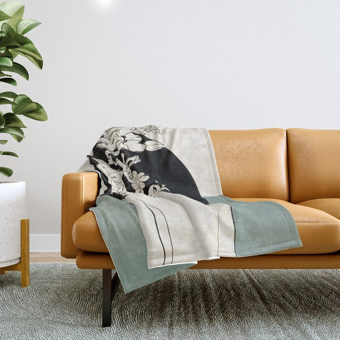 Bloom 8 Line Drawing Throw Blanket Gallery Image 1