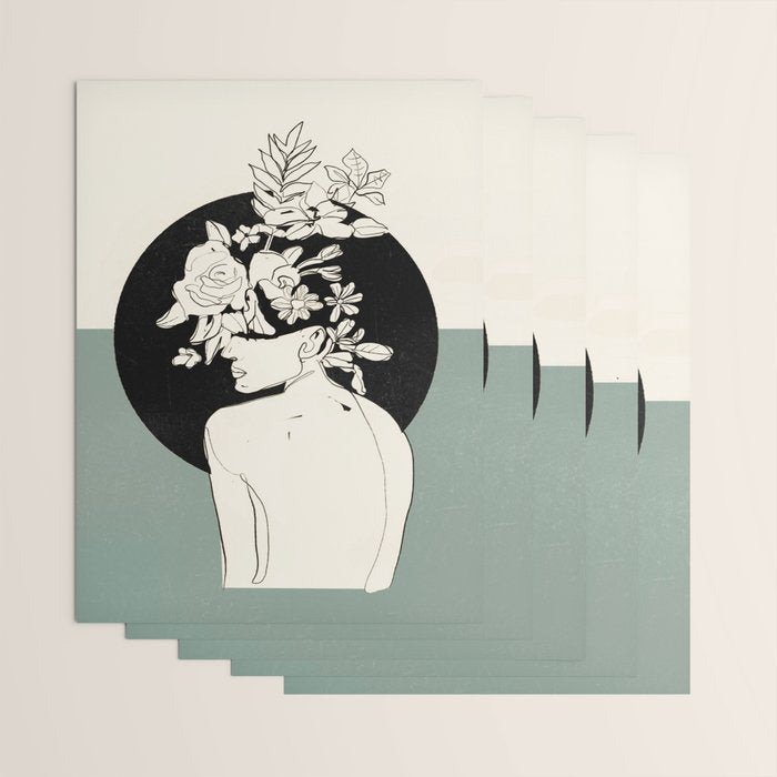 Bloom 8 Line Drawing Wrapping Paper Gallery Image 3