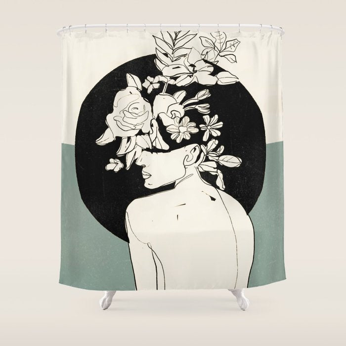 Bloom 8 Line Drawing Shower Curtain Gallery Image 1
