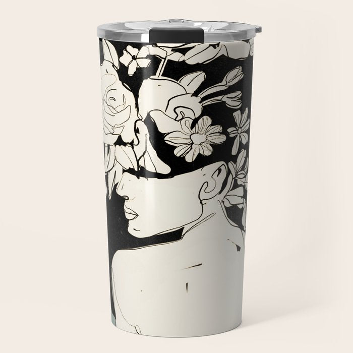 Bloom 8 Line Drawing Travel Mug Gallery Image 1