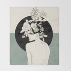 Bloom 8 Line Drawing Throw Blanket Gallery Image 2