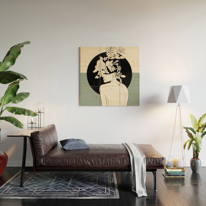 Bloom 8 Line Drawing Wood Wall Art Gallery Image 2