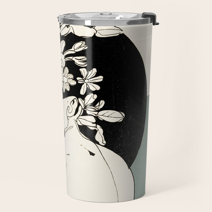 Bloom 8 Line Drawing Travel Mug Gallery Image 2