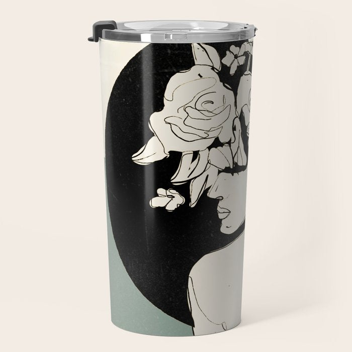 Bloom 8 Line Drawing Travel Mug Gallery Image 3