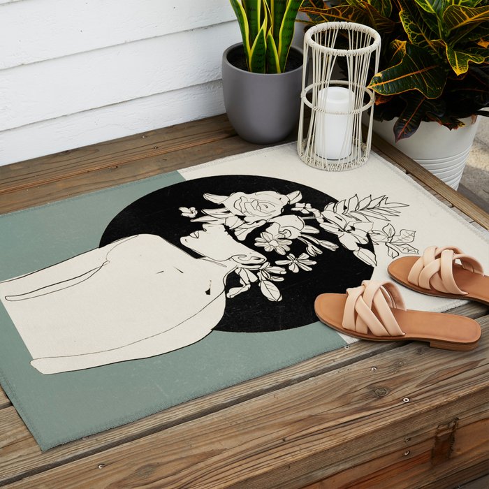 Bloom 8 Line Drawing Outdoor Rug Gallery Image 2
