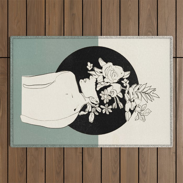 Bloom 8 Line Drawing Outdoor Rug Gallery Image 1