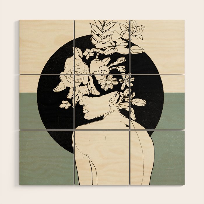 Bloom 8 Line Drawing Wood Wall Art Gallery Image 1