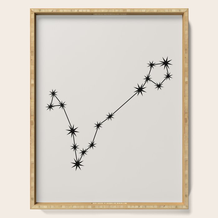 Pisces Zodiac Star Constellation Line Art White Serving Tray Gallery Image 1