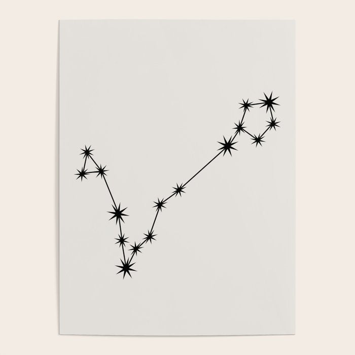 Pisces Zodiac Star Constellation Line Art White Poster Gallery Image 1