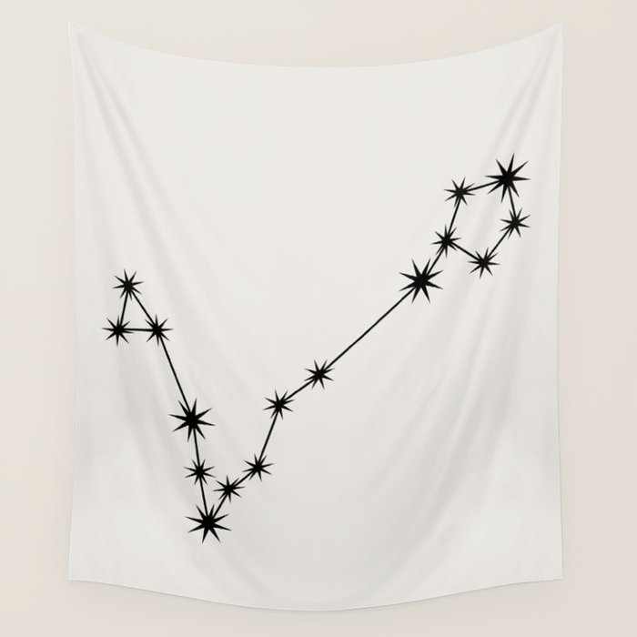 Pisces Zodiac Star Constellation Line Art White Wall Tapestry Gallery Image 4