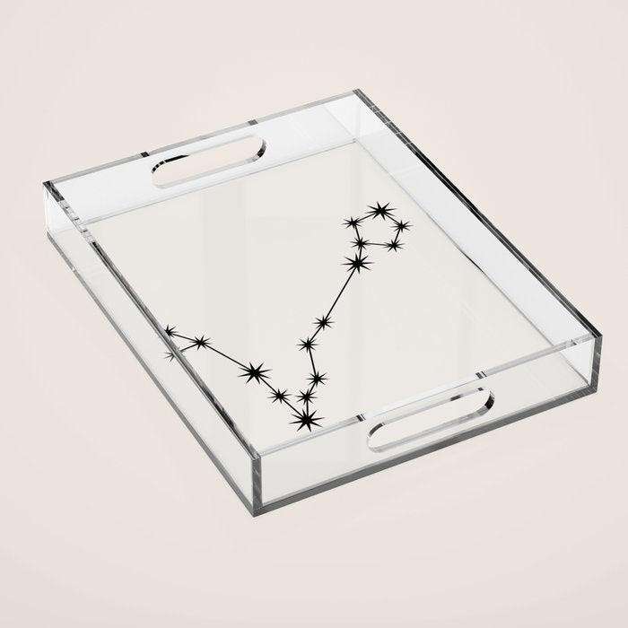 Pisces Zodiac Star Constellation Line Art White Acrylic Tray Gallery Image 1